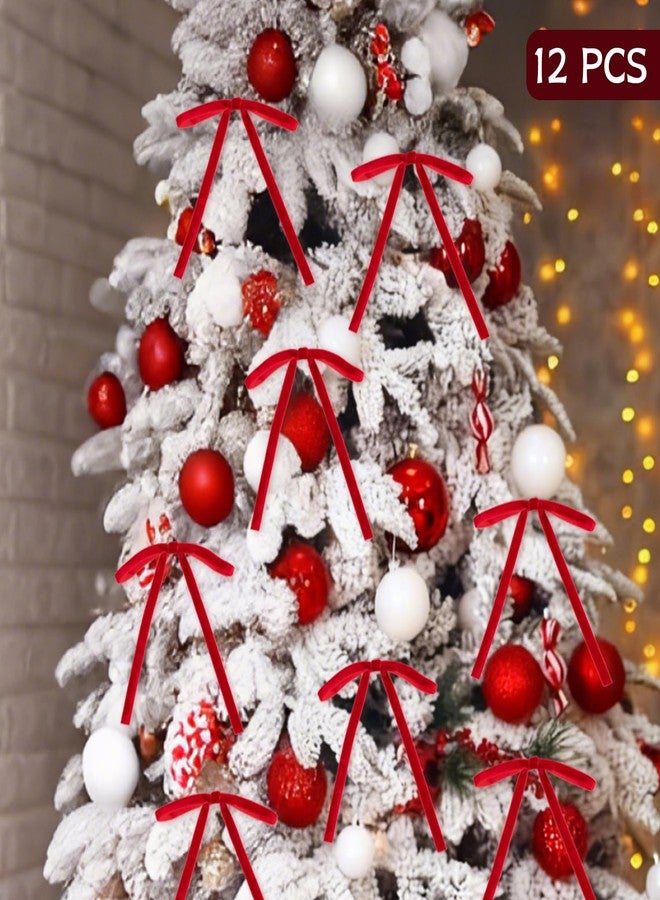 Gloreyan 12Pcs Christmas Velvet Bows, 5x7 Inch Red Xmas Velvet Ribbon Bow with Twist Tie Decorative Bows Ornaments for Christmas Tree Wreath Garland DIY Craft Gift Wrapping Decoration Party Supply - Image 5